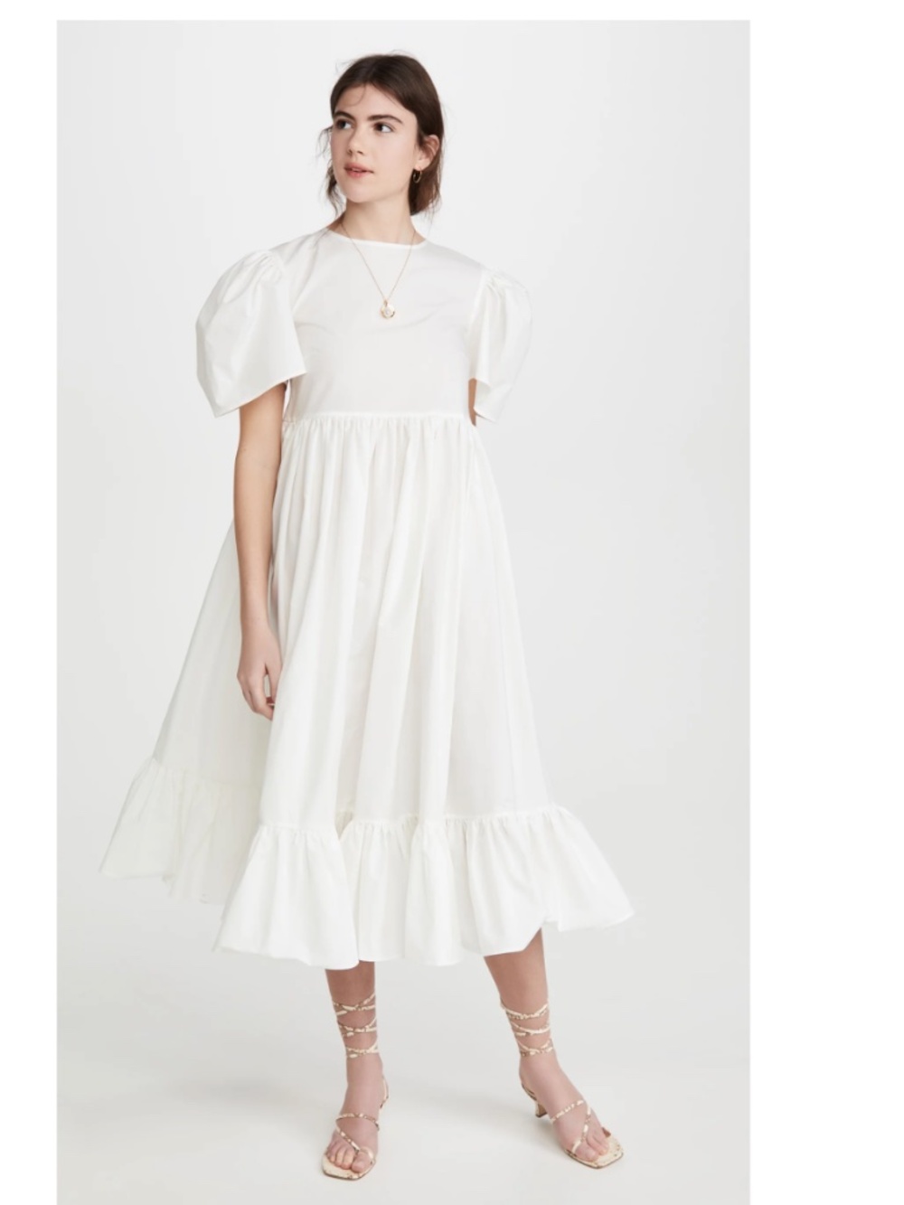 Naya Rea Elizaveta Puff Sleeve Ruffled Hem Dress Size M (US )/ 10 (UK) - Picture 2 of 6